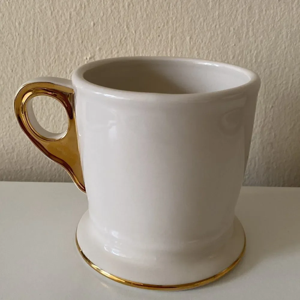 Anthropologie Mug Monogram Gold Letter W Initial Coffee Cup